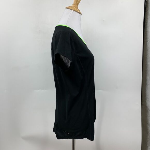 Nike Running T Shirt Womens L Large Black Reflective Stripe Dri Fit Racer Tee - Picture 4 of 14